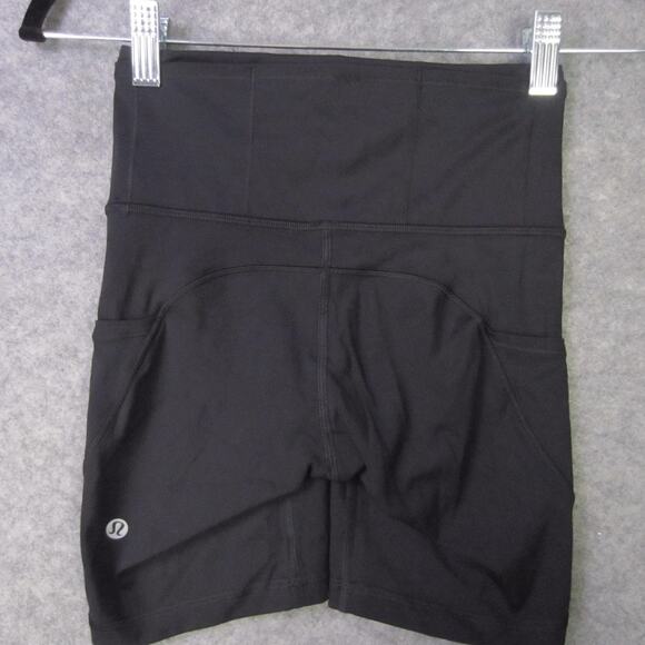 Lululemon Shorts Womens Black High Rise Biker with Pockets Yoga Running Workout - Picture 3 of 5